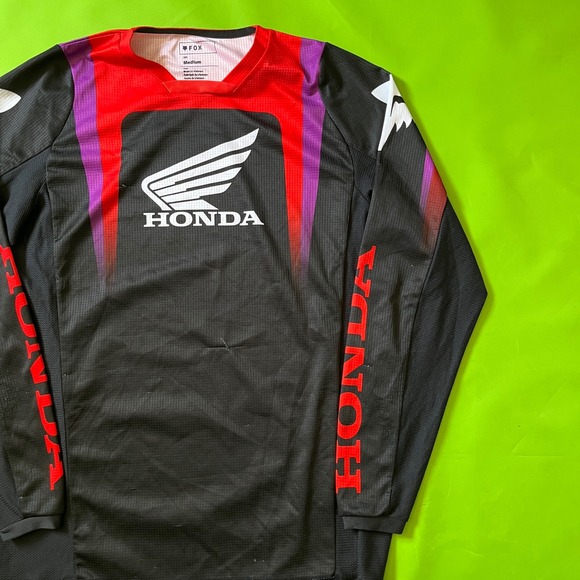 Medium FOX 180 Honda Motocross Racing Jersey Black Red Purple Mens - Picture 1 of 7